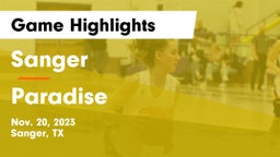 Sanger  vs Paradise  Game Highlights - Nov. 20, 2023