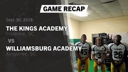 Recap: The Kings Academy vs. Williamsburg Academy  2016