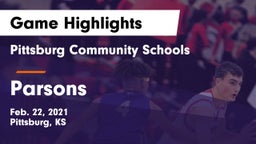 Pittsburg Community Schools vs Parsons  Game Highlights - Feb. 22, 2021