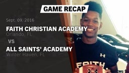 Recap: Faith Christian Academy vs. All Saints' Academy  2016