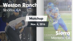 Matchup: Weston Ranch High vs. Sierra  2016