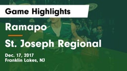 Ramapo  vs St. Joseph Regional  Game Highlights - Dec. 17, 2017