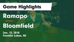 Ramapo  vs Bloomfield Game Highlights - Jan. 13, 2018