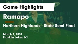 Ramapo  vs Northern Highlands - State Semi Final Game Highlights - March 2, 2018