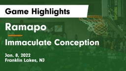 Ramapo  vs Immaculate Conception  Game Highlights - Jan. 8, 2022
