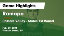 Ramapo  vs Passaic Valley - States 1st Round Game Highlights - Feb. 22, 2024