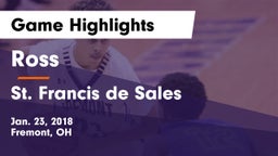 Ross  vs St. Francis de Sales  Game Highlights - Jan. 23, 2018