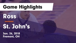 Ross  vs St. John's  Game Highlights - Jan. 26, 2018