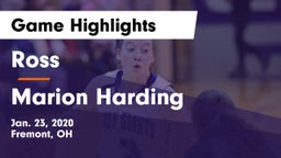 Ross  vs Marion Harding  Game Highlights - Jan. 23, 2020