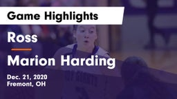 Ross  vs Marion Harding  Game Highlights - Dec. 21, 2020