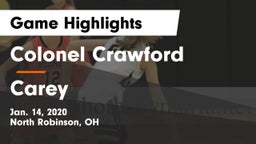 Colonel Crawford  vs Carey  Game Highlights - Jan. 14, 2020