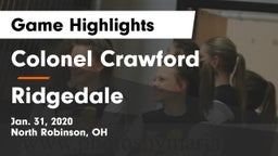 Colonel Crawford  vs Ridgedale  Game Highlights - Jan. 31, 2020