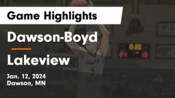 Dawson-Boyd  vs Lakeview  Game Highlights - Jan. 12, 2024