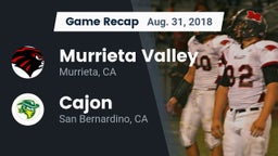 Recap: Murrieta Valley  vs. Cajon  2018