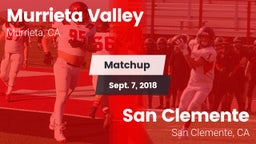 Matchup: Murrieta Valley vs. San Clemente  2018