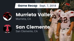 Recap: Murrieta Valley  vs. San Clemente  2018