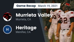 Recap: Murrieta Valley  vs. Heritage  2021
