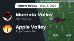 Recap: Murrieta Valley  vs. Apple Valley  2021