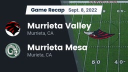 Recap: Murrieta Valley  vs. Murrieta Mesa  2022