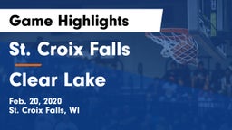 St. Croix Falls  vs Clear Lake  Game Highlights - Feb. 20, 2020