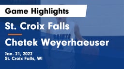 St. Croix Falls  vs Chetek Weyerhaeuser  Game Highlights - Jan. 21, 2022