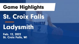 St. Croix Falls  vs Ladysmith  Game Highlights - Feb. 12, 2022