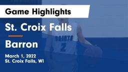 St. Croix Falls  vs Barron  Game Highlights - March 1, 2022