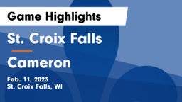 St. Croix Falls  vs Cameron  Game Highlights - Feb. 11, 2023