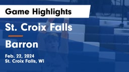 St. Croix Falls  vs Barron  Game Highlights - Feb. 22, 2024