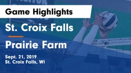 St. Croix Falls  vs Prairie Farm  Game Highlights - Sept. 21, 2019