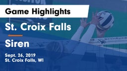 St. Croix Falls  vs Siren Game Highlights - Sept. 26, 2019