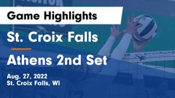 St. Croix Falls  vs Athens 2nd Set Game Highlights - Aug. 27, 2022