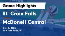 St. Croix Falls  vs McDonell Central  Game Highlights - Oct. 7, 2023