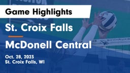 St. Croix Falls  vs McDonell Central  Game Highlights - Oct. 28, 2023