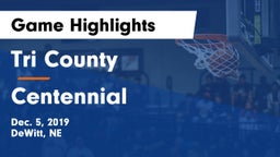 Tri County  vs Centennial  Game Highlights - Dec. 5, 2019
