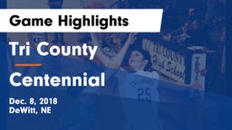 Tri County  vs Centennial  Game Highlights - Dec. 8, 2018