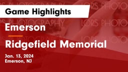 Emerson  vs Ridgefield Memorial  Game Highlights - Jan. 13, 2024