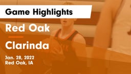 Red Oak  vs Clarinda  Game Highlights - Jan. 28, 2022