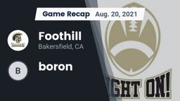 Recap: Foothill  vs. boron  2021