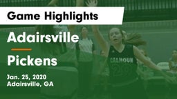 Adairsville  vs Pickens  Game Highlights - Jan. 25, 2020