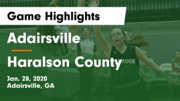 Adairsville  vs Haralson County  Game Highlights - Jan. 28, 2020