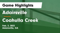 Adairsville  vs Coahulla Creek  Game Highlights - Feb. 3, 2022