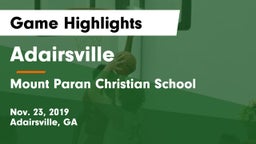 Adairsville  vs Mount Paran Christian School Game Highlights - Nov. 23, 2019