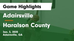 Adairsville  vs Haralson County  Game Highlights - Jan. 3, 2020
