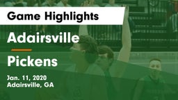 Adairsville  vs Pickens  Game Highlights - Jan. 11, 2020