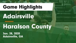 Adairsville  vs Haralson County  Game Highlights - Jan. 28, 2020