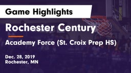 Rochester Century  vs Academy Force (St. Croix Prep HS) Game Highlights - Dec. 28, 2019