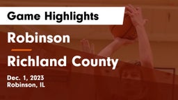 Robinson  vs Richland County  Game Highlights - Dec. 1, 2023