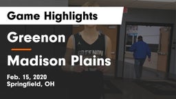 Greenon  vs Madison Plains  Game Highlights - Feb. 15, 2020