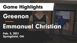 Greenon  vs Emmanuel Christian Game Highlights - Feb. 3, 2021
